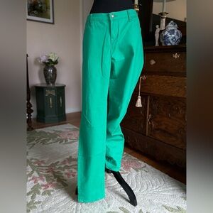 Workshop Republic Clothing Green High Rise Stretch Pants Size 16 Straight Leg